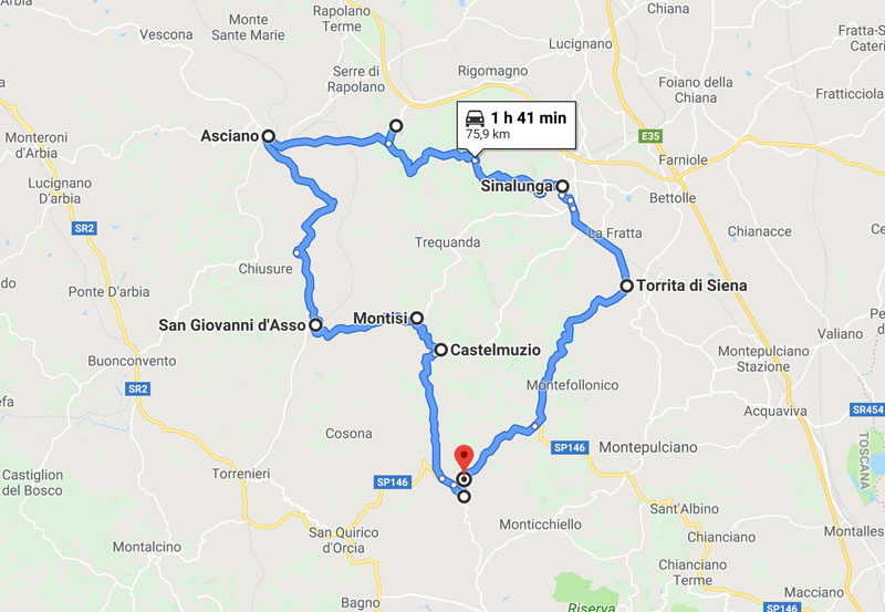 mappa tour Crete senesi